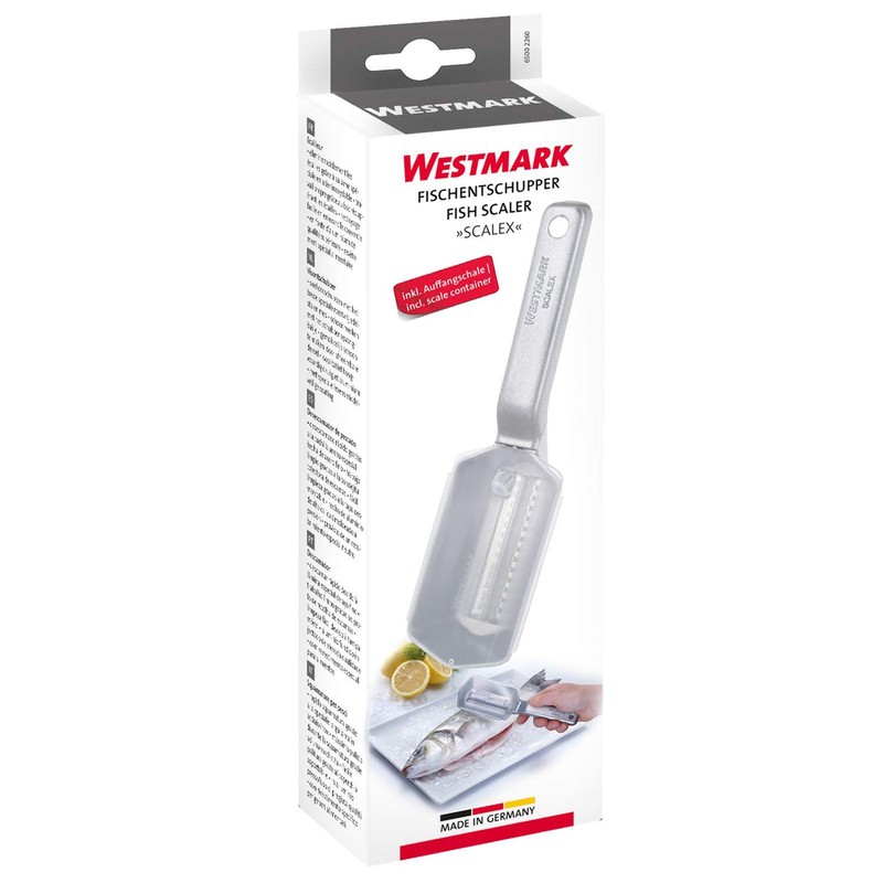 Westmark Fischentschupper mit Schuppenauffangschale, Aluminium, lebensmittelechte Spezialbeschichtung, Rostfreier Edelstahl, 21