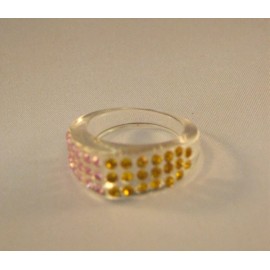 ShitandGlitter Rose Pink Champagne Crystal CZ Costume Jewelry Cocktail Ring Sparkle Princess