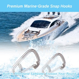 YAFIYGI 2 Packs Marine Carabiner Snap Hooks Stainless Steel Dock Line Clips Marine Grade Heavy Duty Carabiner Hooks for Boat Docking Anchoring Swivel Rope Clips for Jet Ski Kayak Boat Dock Lines