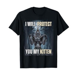 I'll protect you my kitten T-Shirt, Small, Black