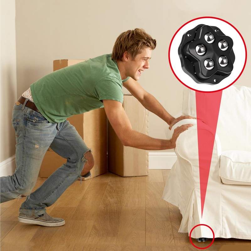 Bntyok Self Adhesive Caster Wheels - 8 PCS 360° Swivel