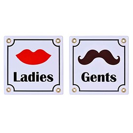 Sosenco - Home Wall Art Deco - Vintage Wall Plaque - Retro Enamel Door Sign - Toilet WC Ladies & Gents