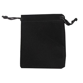 KUPOO 50 Pieces Wholesale Lot - Velvet Cloth Jewelry Pouches/Drawstring Bags 4" X 3" (black)