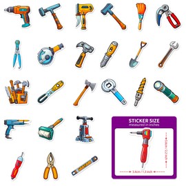 Tool Stickers for Laptop (50 PCS),Gift for Children Teens Adults Girl Boys,Waterproof Stickers for Water Bottle,Tool Vinyl Stickers for Scrapbook,Skateboard,Bike,Phone,Dairy