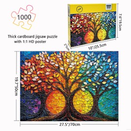 GIVEITALL Jigsaw Puzzles 1000 Pieces for Adults,Stained Glass Tree of Life Puzzle,High Difficult Challenging Puzzles Colorful Family Decoration Gifts Puzzle