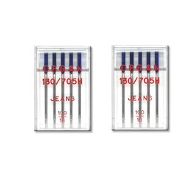 ORGAN Sewing Machine Needles Universal Jeans Leather Stretch Jersey Microtex Quilting Embroidery 130/705 H (Jeans - Thickness 100)