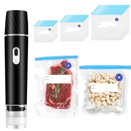 Handheld Food Vacuum Sealer with USB Charging, 15 Reusable Storage Bags, Black (black)