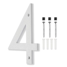 PATIKIL 8 Inch House Numbers, House Address Number Plate, Large Floating Modern House Number with Screws for Exterior Door, Wall Street, Silver, 4