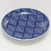 Kowa Pottery Hasamiyaki Japanese Komon Plate, Matsuba, Blue