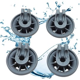 Lichtblau Set of 4 Basket Wheels with Roll Holder 00611475 I Replacement Wheels for Dishwasher Basket 4 x Lower Basket I Suitable for Bosch Siemens Küpperbusch 436718 Dishwasher