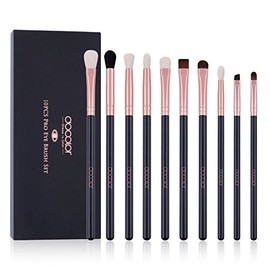 Docolor Eye Brush Set Professional Eye Makeup Brushes Eyeshadow Eyeliner Concealer Eyebrow Brushes Cosmetics Blending Eye Brush Kit (10 Pcs,Black...  