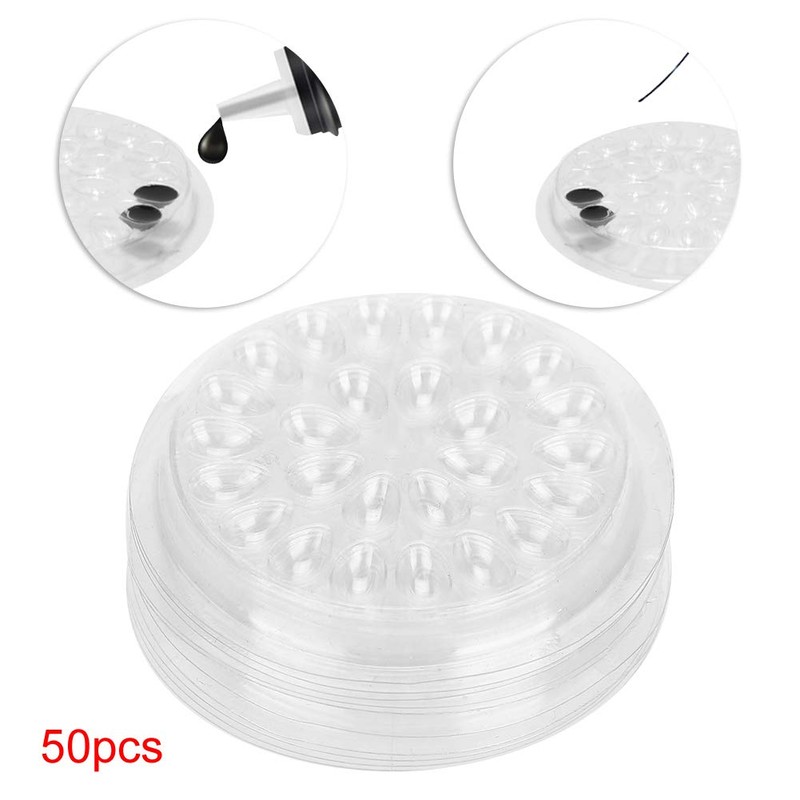 Pack of 50 Disposable Eyelash Glue Palette, Transparent Plastic Eyelash