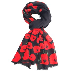 GFM® - Schal mit Mohnblumen-Aufdruck (PPYSCF-94-KL-Schwarz)