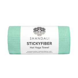 Shandali Hot Yoga Towel Stickyfiber Yoga Towel - Mat-Sized, Microfiber, Silicone Backed, Super Absorbent, Anti-Slip, 24" x 72" - Bikram Yoga - Exercise, Fitness, Pilates - Jade Green