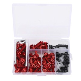 MUNEFE Fairing Bolts Kit, Motorcycle Fairing Bolt Kit, Red Aluminum Screws Assortment Kit Suitable for Dirt Bike Motorcycle (158Pcs Red)