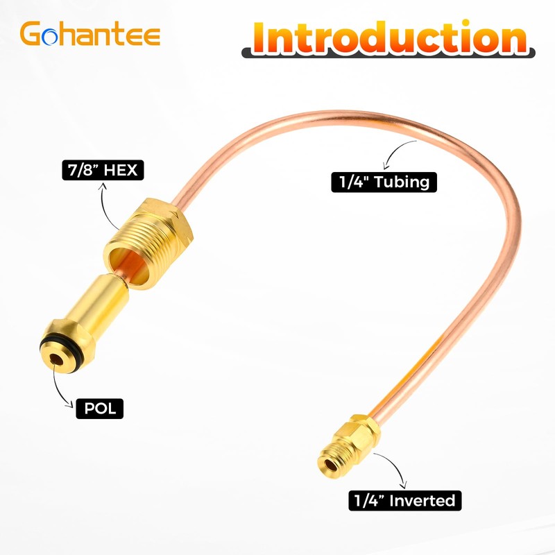 Gohantee Propane Regulator Copper Pigtail POL x 1/4' Inverted Male