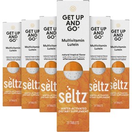 Seltz® Get Up and Go – Effervescent Multivitamin with Lutein for Daily Energy, Eye Health & Antioxidant Support – Tropical Flavor, 20 Tablets (Pack of 6)