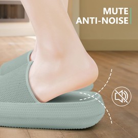 Youecci Cloud Slides for Kids丨Shower Bathroom Pool Slippers丨Boys Girls Comfy Thick Sole Slippers丨Summer Non-Slip Beach Shoes Green 6 Big_kid