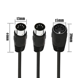 GINTOOYUN MIDI Splitter Y Adapter Cable 19.6 Inch Din 5 Pin Female to Dual Din 5 Pin Male MIDI Cable for MIDI Mixers,MIDI Keyboards,Music Mixers Electronic Pianos etc