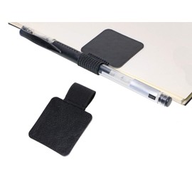 Mini Skater Self-Adhesive Pen Loop Leather Sticker Holder with Elastic Band for Tablet Journals Clipboards Notebook (Black, 2PCS)