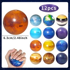 Mini Planeten Pack of 12 Inflatable Foam Balls, Foam Balls, Toy Balls, Foam Balls, Children's Toy, Anti Anxiety Toy, Relief, Relaxation for Children and Adults