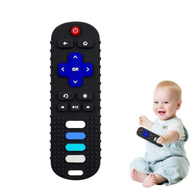 Silicone Baby Teething Toys, Teething Toys for Babies 0-18 Months,Remote Control Shape Teething Toys,BPA Free (Black)