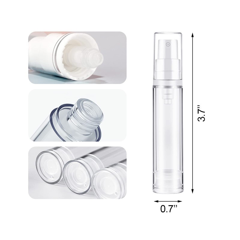 BlingKingdom 3pcs Empty Airless Pump Bottle Refillable Clear Travel Lotion