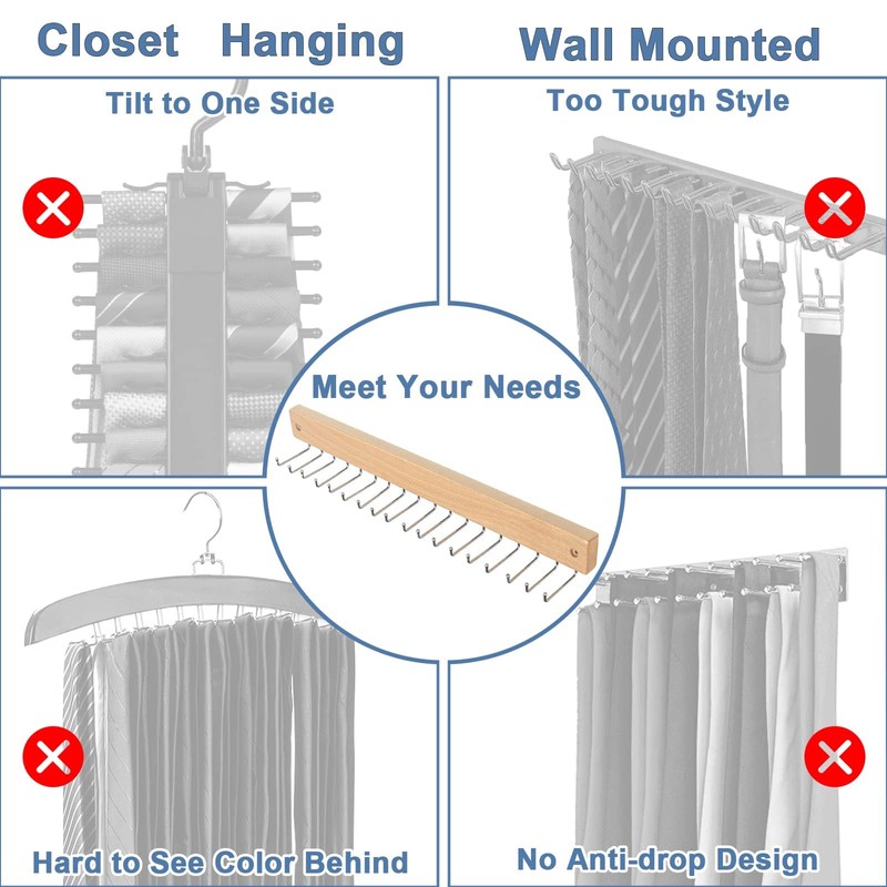 Belt and Tie Organizer for Closet, Tie and Belt Rack