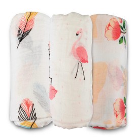 TATA AMG ® Muslin Baby Blankets | Swaddle for Newborns | 100% Organic Cotton Gauze Receiving Blanket Soft, Silky & Breathable for Girls & Neutral Gender | Baby Essentials | 47 x 47 inches