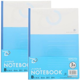 Kokuyo POSITY Semi B5 Notebook, 30 Sheets, Middle Rule, Set of 3 Books, Set of 2