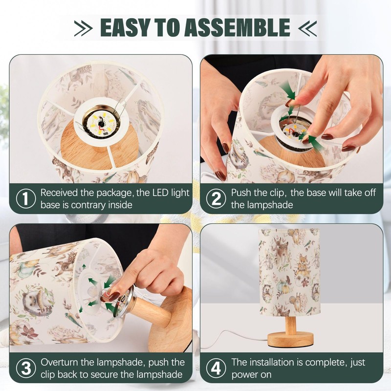 YYZZH Table Lamp Woodland Animal Forest Deer Fox Squirrel Hare