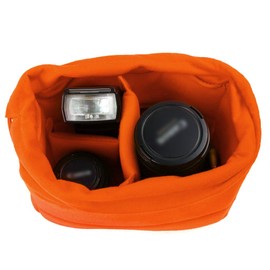Koolertron Padded DSLR Camera Insert Shockproof Camera Bag Insert Camera Partition Protective Bag Compatible with Sony Nikon DSLR Shot Or Flash Light (Orange)