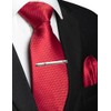 RBOCOTT Red Tie Woven Classic Formal Mens Necktie and Pocket