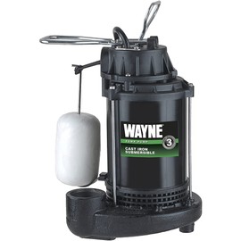 WAYNE CDU800-1/2 HP Submersible Cast Iron and Stainless Steel Sump Pump with Integrated Vertical Float Switch - 5,100 Gallons Per Hour - Heavy Duty Basement Sump Pump
