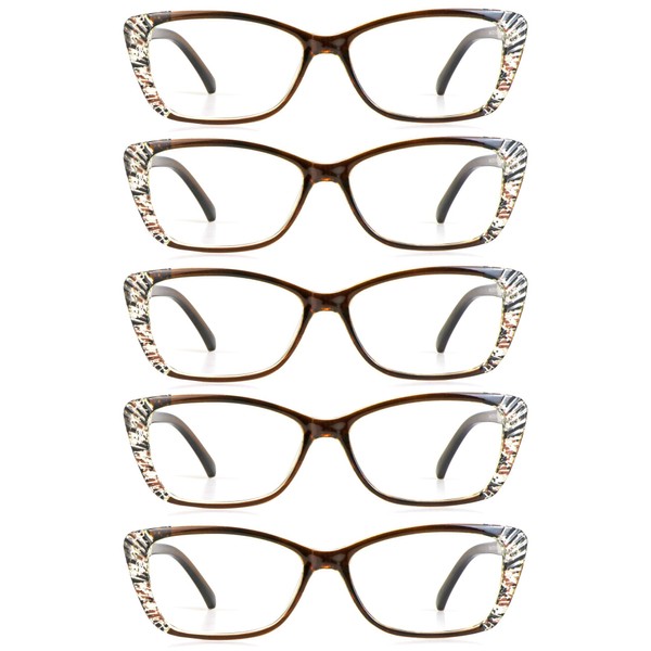 LifeArt 5 Pairs Reading Glasses, Blue Light Blocking Glasses, Computer