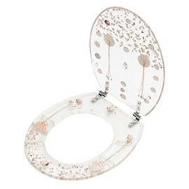 GXFCHYL Transparent Safety Resin Toilet Seat Silent Thickened Toilet Cover Heavy Duty Comfort Toilet Lid Seat with Stainless Steel Strong Hinges Easy to Clean