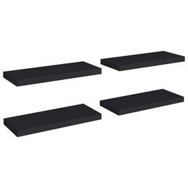 TREATLIFE HOME Stylish Floating Wall Shelves Set of 4, 23.6" x 9.3" x 1.5", Invisible Mounting System, Black MDF