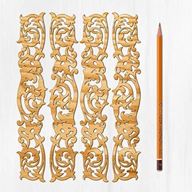 Ajoure Fine Lasercut Embelishments # Art Deco Borders Filigree Lace Patterns Vintage Veneer Wooden Plywood Silhouette for Craft