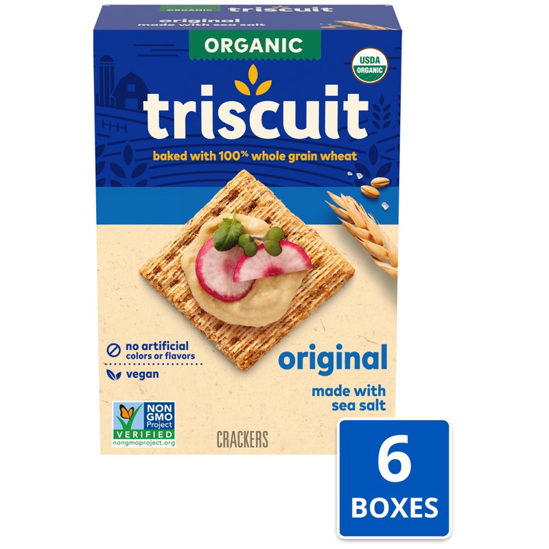 Triscuit Organic Original Whole Grain Wheat Crackers, Organic Crackers, Vegan