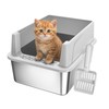 AIPERRO Small Stainless Steel Cat Litter Box for Kitten &