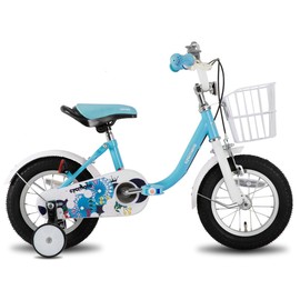 JOYSTAR Flower 14 Inch Girls Bike with Training Wheels for 3 4 5 Years Old Kids Starter Bike with for Early Rider Birthday Gift Blue