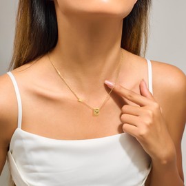 LILIE&WHITE Gold Initial Necklaces for Women Gold Heart Necklace Cute Pendant Necklace Heart Initial B Necklace Dainty Women Jewelry Mother’s Day Gift Gold Necklaces Letter Name Choker Necklaces