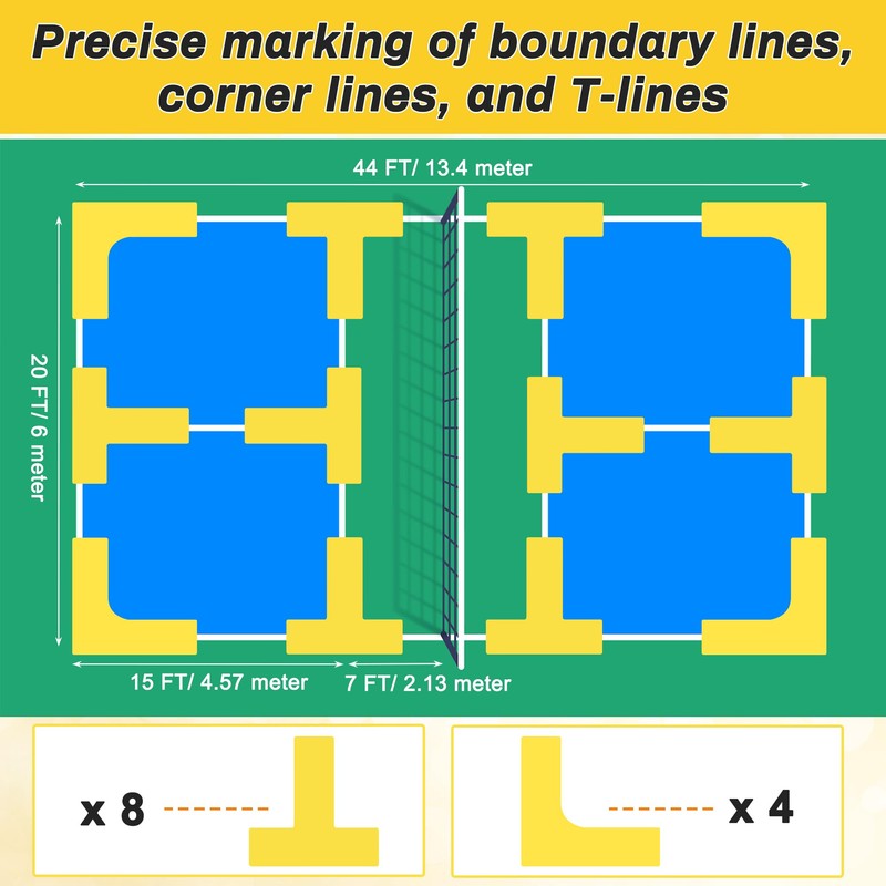 Anglekai 12P Pickleball Court Marking, Throw Down Pickleball Court Line