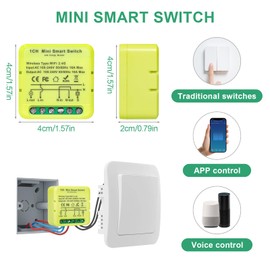 1 Stück smart life schalter, wlan lichtschalter smart, Bluetooth lichtschalter alexa - 16A, smart home lichtschalter, kompatibel mit Alexa, Google Home und Wandschalter, Sprachsteuerung, Timer