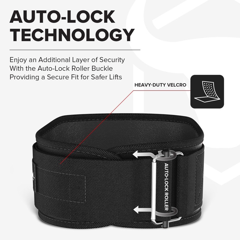 Weightlifting Belt For Men and Women - 6 Inch Auto-Lock