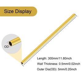 LAVMHAB Brass Tube 5mm OD X 0.5mm Wall Thickness 300mm Length, Seamless Round Brass Pipes Tubing for DIY Craft (3pcs)