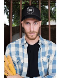 Trenz Shirt Company Support Your Local Farmers Cattle Rancher Farm to Table Mens Embroidered Mesh Back Trucker Hat, Loden/Black