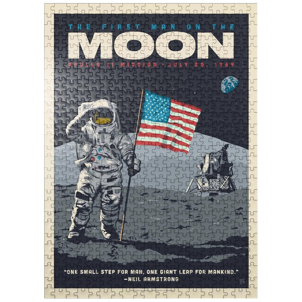 NASA 1969: First Man On The Moon, Vintage Poster - Premium 500 Piece Jigsaw Puzzle for Adults