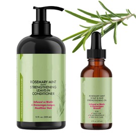 2 Stück Rosmarin Shampoo 355ML + Rosemary Oil for Hair 59ML, Natürliches Rosemary Mint Oil, Rosemary Shampoo, Haaröl Rosmarin Gegen Haarausfall, Fördert gesundes Haarwachstum