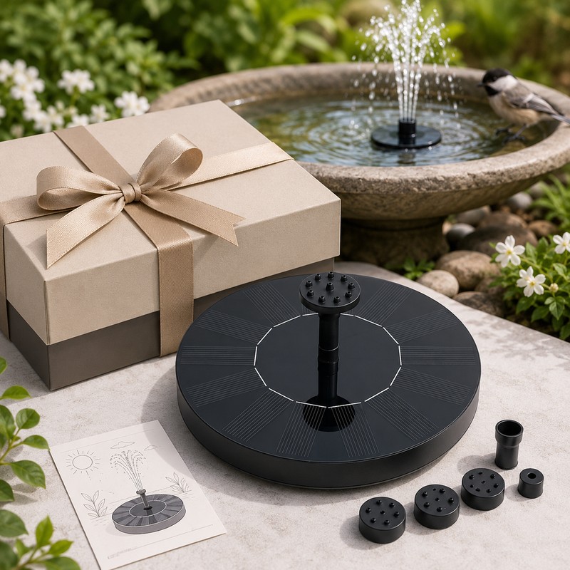 Mini Solar Waterfall Fountain for Garden Decor – Floating Bird